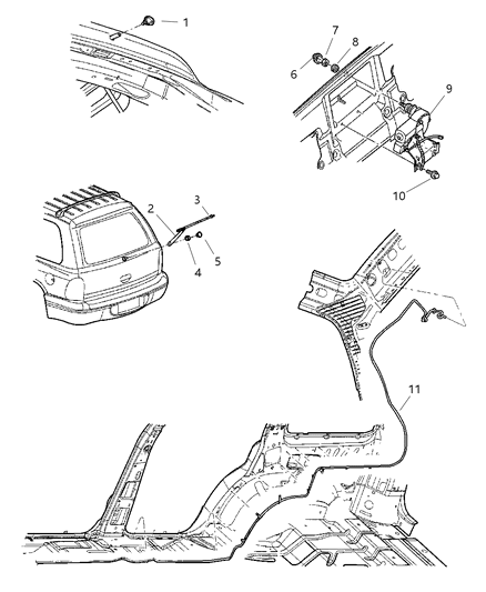 2003 Dodge Durango Rear Window Wiper & Washer Diagram