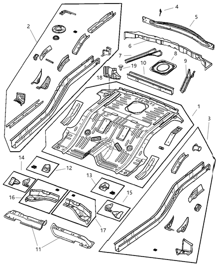 2004 Jeep Liberty Rear Floor Pan Diagram