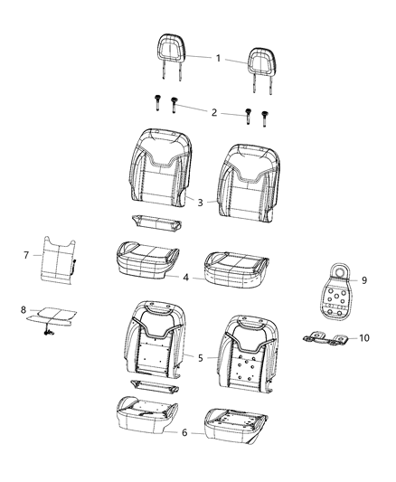 2020 Jeep Compass Front Seat Back Cover Diagram for 7AH14LA8AA