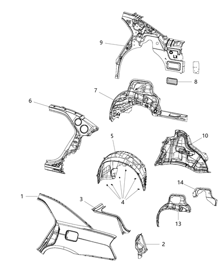 2015 Chrysler 300 Panel-Body Side Aperture Outer Diagram for 68127974AC