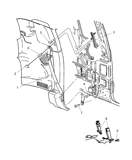 2003 Dodge Dakota Front Outer Seat Belt Diagram for 5GH581L5AC