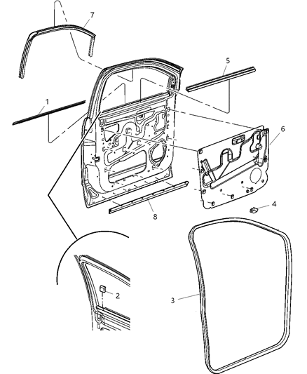 2004 Dodge Durango Door, Front Weatherstrips & Seal Diagram