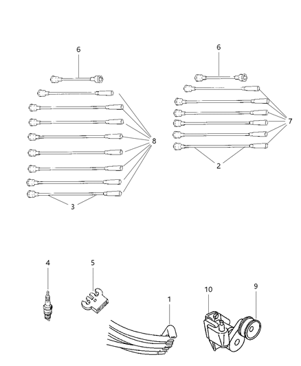 1998 Dodge Ram Wagon Spark Plugs, Ignition Cables And Coils Diagram