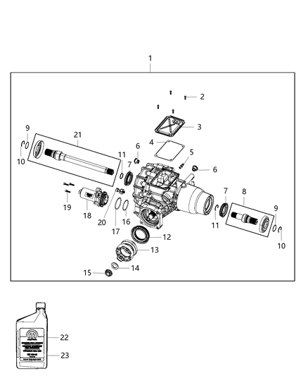 2014 Jeep Cherokee Housing & Differential With Internal Components , Rear Axle Diagram 1