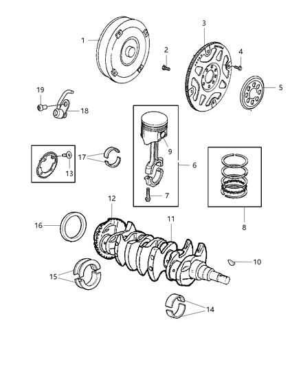 2008 Chrysler PT Cruiser Pistons , Piston Rings , Connecting Rods & Connecting Rod Bearing Diagram 3