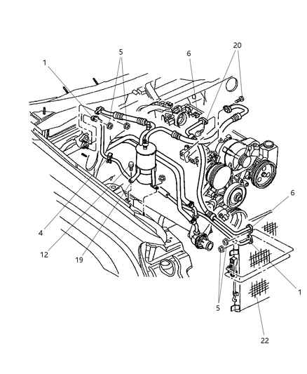 1999 Jeep Grand Cherokee Accumulator, Condenser & Lines Diagram 2