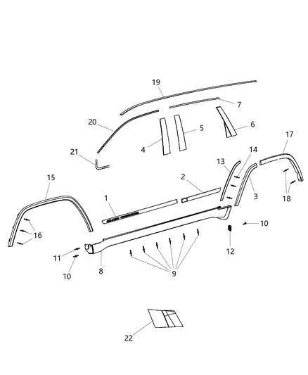 2011 Jeep Grand Cherokee APPLIQUE-Rear Door Diagram for 57010502AB