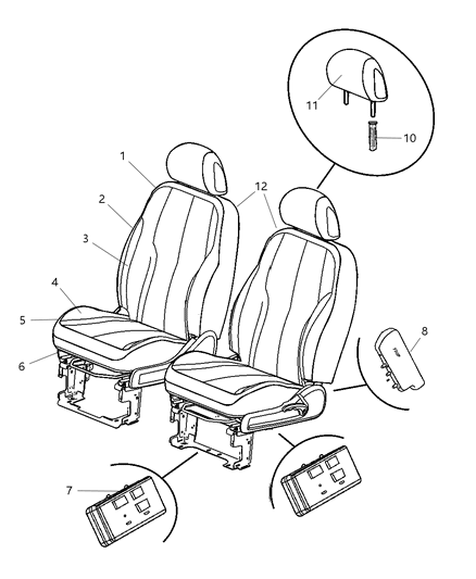 2007 Chrysler PT Cruiser Front Seat Back Cover Diagram for 1JM461KAAA