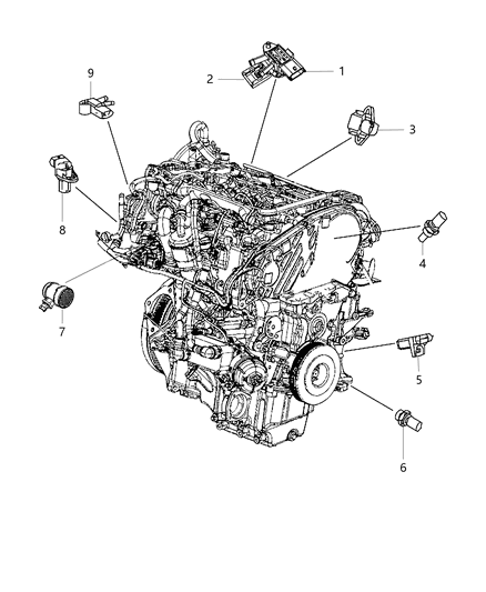 2015 Jeep Cherokee Sensors, Engine Diagram 1