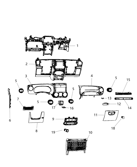 2014 Jeep Wrangler Outlet-Air Conditioning & Heater Diagram for 5RL111X9AA