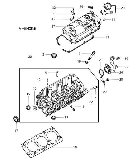 2003 Dodge Stratus Head-Cylinder Diagram for MD351000