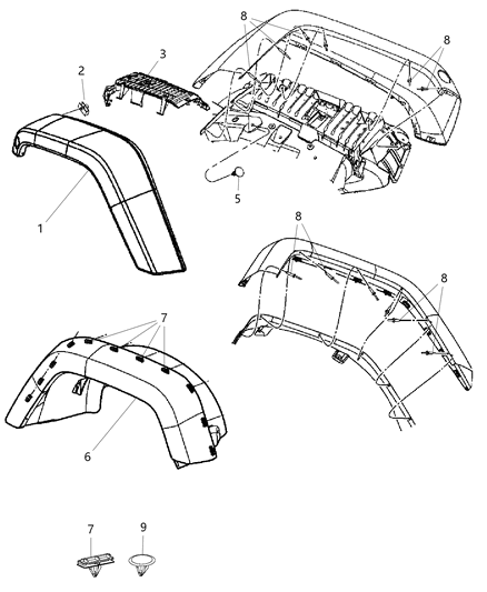 2018 Jeep Wrangler JK (Previous-generation) Exterior Ornamentation Diagram