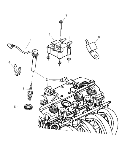 2009 Chrysler PT Cruiser Spark Plugs, Ignition Wires, Ignition Coil Diagram