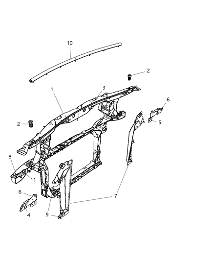 2011 Dodge Nitro Radiator Support Diagram