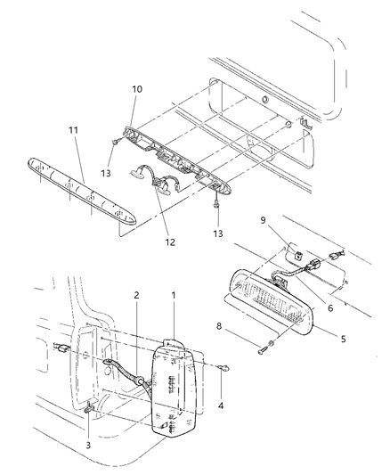 1998 Jeep Cherokee Lamps - Rear Diagram