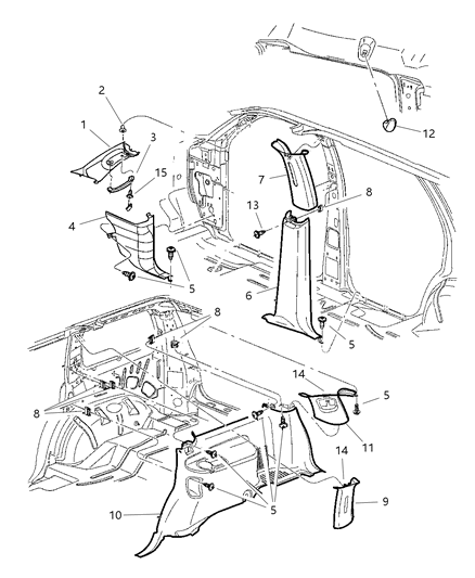 2002 Dodge Durango Panel-B Pillar Diagram for 5HJ45XT5AA