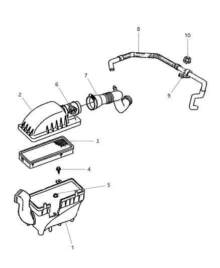 1999 Jeep Cherokee Cover Air Cleaner Diagram for 53013242AA