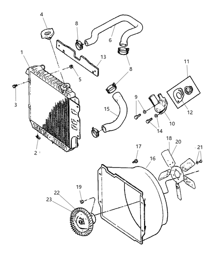 2000 Jeep Wrangler Thermostat Outlet Diagram for 52028266