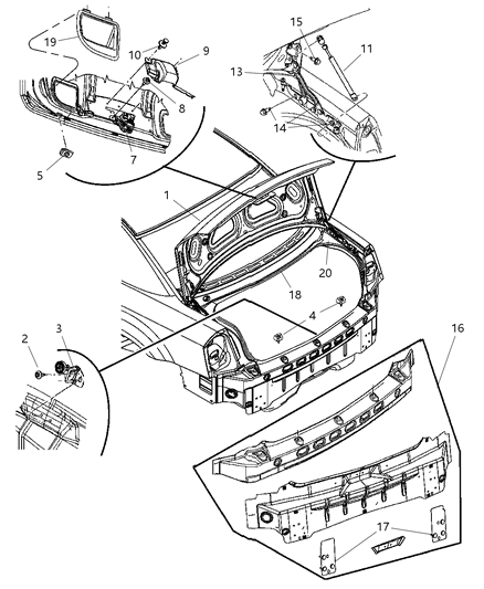 2007 Dodge Charger Decklid, Liftgate Panel Diagram 2