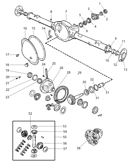 1998 Dodge Ram 2500 Quad & Club Cab Axle, Rear, With Differential Parts Diagram 1