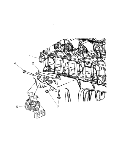 2006 Dodge Ram 1500 Bracket-Engine Mount Diagram for 5037728AC