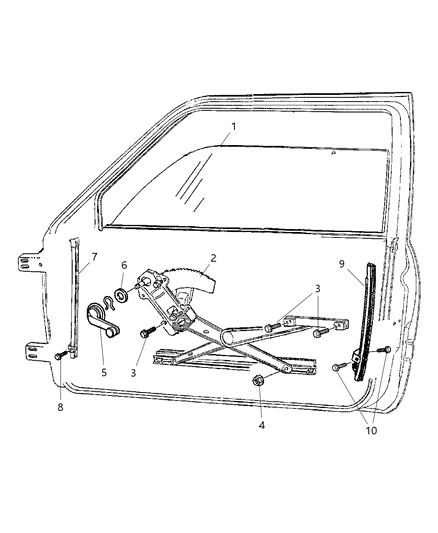 2002 Dodge Ram 2500 Quad & Club Cab Door, Front Glass & Regulators Diagram