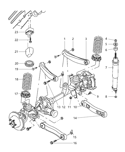 2001 Jeep Grand Cherokee Suspension - Front Springs With Control Arms And Shocks Diagram