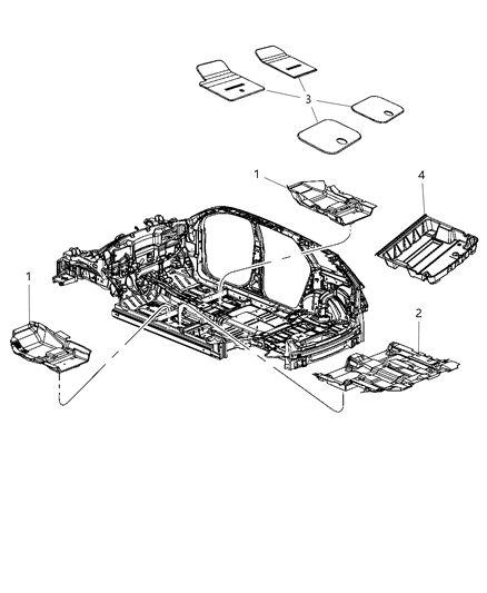 2010 Dodge Journey Carpet-Front Floor Diagram for 1MZ64DK7AA