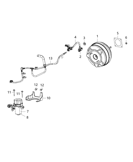 2019 Jeep Wrangler Booster & Pump, Vacuum Power Brake Diagram