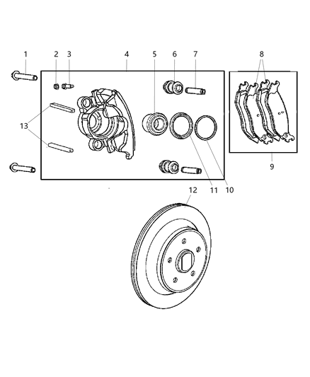 2005 Jeep Wrangler Brakes, Rear, Disc Diagram