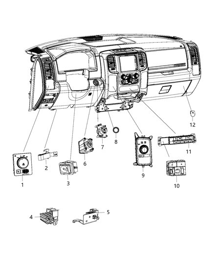 2016 Ram 3500 Switches - Instrument Panel Diagram