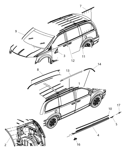 2020 Dodge Grand Caravan Molding-B Pillar Diagram for 5020665AD