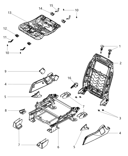 2019 Dodge Journey Shield-Seat Diagram for 1LQ76GT5AB