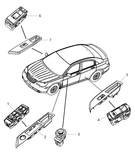 2009 Chrysler Sebring Switches Doors Decklid & Liftgate Diagram