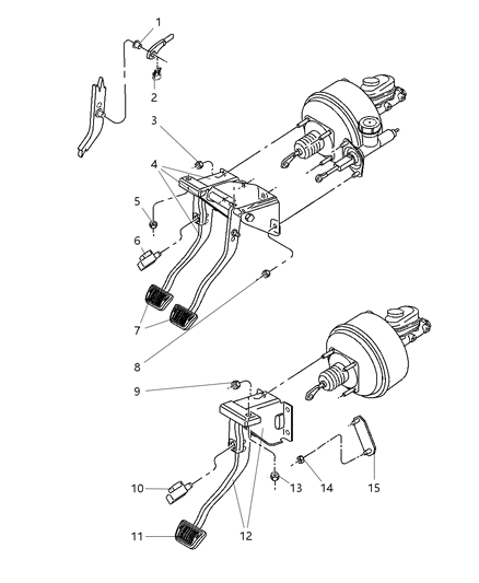 2006 Jeep Wrangler Pedal-Brake And Clutch Diagram for 52128052AB