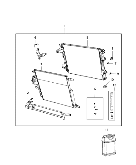 2019 Ram 1500 Cooling Modules, Radiator, Condenser And Related Parts Diagram 1