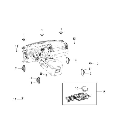 2020 Ram 3500 Speakers, Amplifier And Sub Woofer Diagram 2