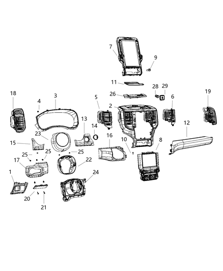 2019 Ram 1500 Instrument Panel Diagram for 5YU463X9AF