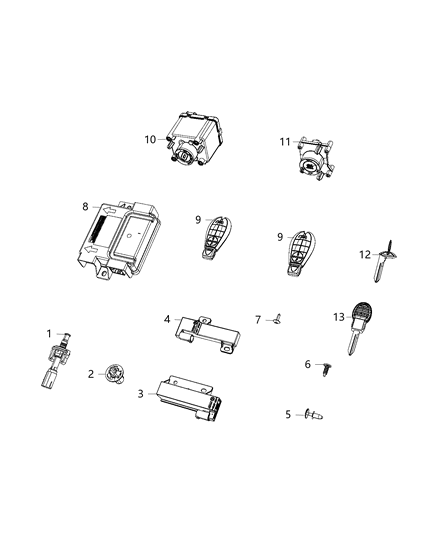 2018 Ram 1500 Key Fob-Integrated Key Fob Diagram for 68159654AG