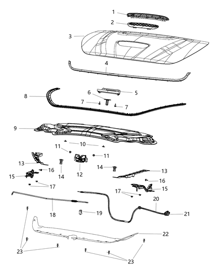 2016 Dodge Dart WEATHERSTRIP-Hood To Radiator Diagram for 68082830AE