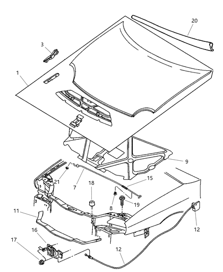 2004 Dodge Neon Cable-Hood Latch Diagram for 5008604AB