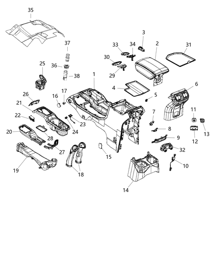 2020 Jeep Gladiator Console ARMREST Diagram for 6AC68TX7AH