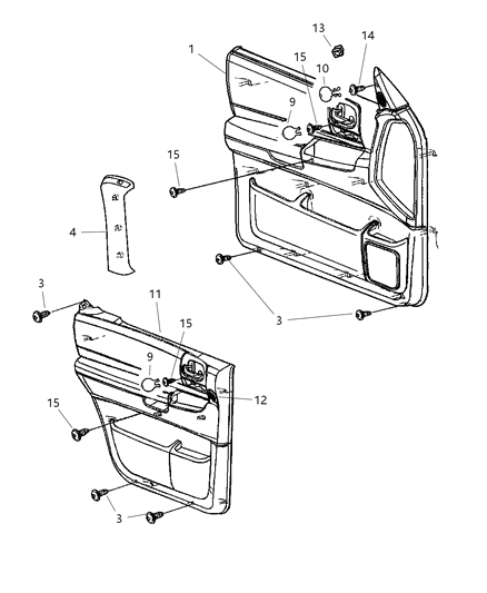 2002 Dodge Durango Panel-Front Door Diagram for 5HC061DVAC