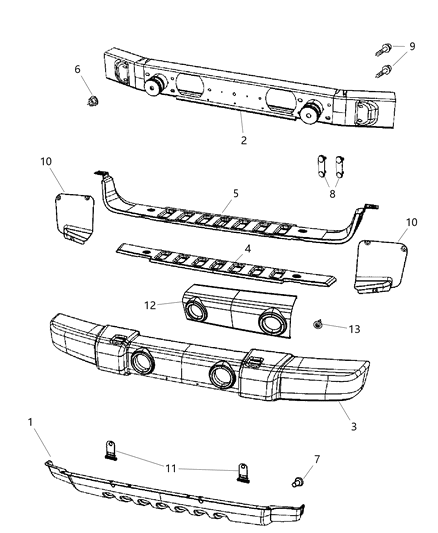 2011 Jeep Wrangler Fascia, Front Diagram