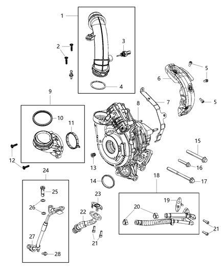 2020 Jeep Wrangler Turbocharger And Oil Hoses/Tubes Diagram 3