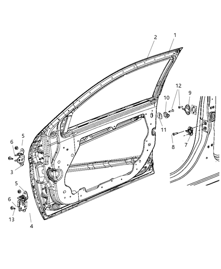 2009 Chrysler Sebring Front Door Diagram for 5008858AH