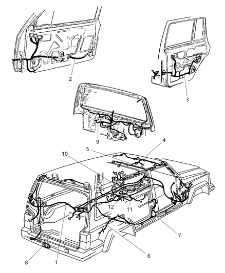 1999 Jeep Cherokee Wiring-Rear Door Diagram for 56009806AE