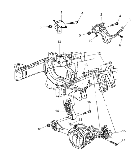 2002 Dodge Ram 1500 Engine Mounting, Front Diagram 1