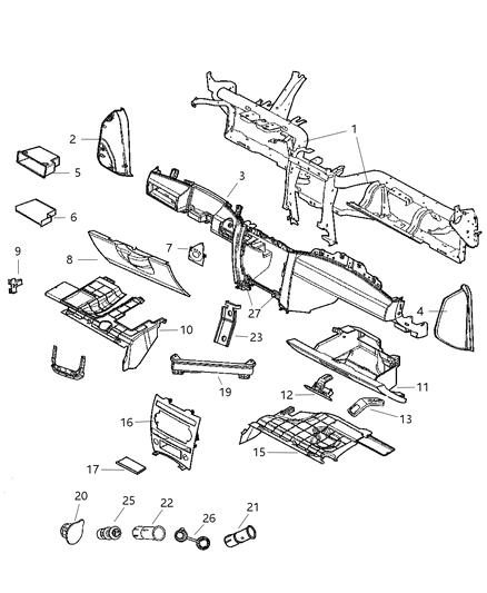 2006 Jeep Commander Cover-Instrument Panel End Diagram for 5JY09BD1AB