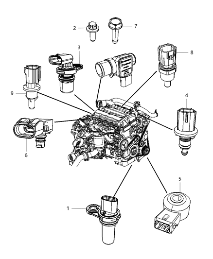 2012 Dodge Journey Sensors - Engine Diagram 2
